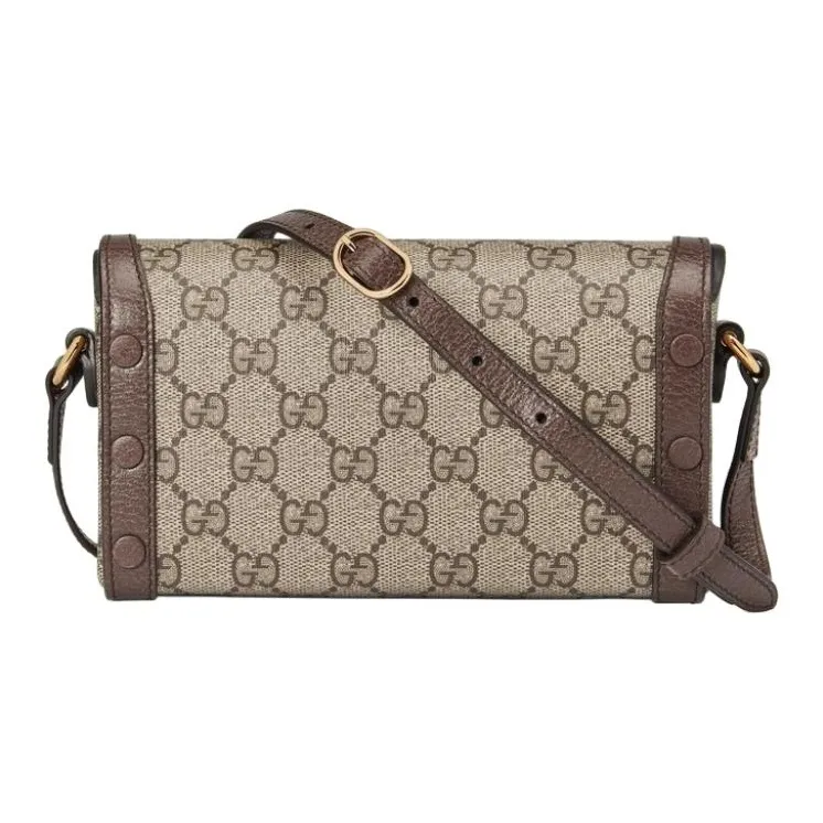 GUCCI Supreme Canvas With Leather Binding Box Bag Shoulder Bag Crossbody Bag Mini Men's Brown-3