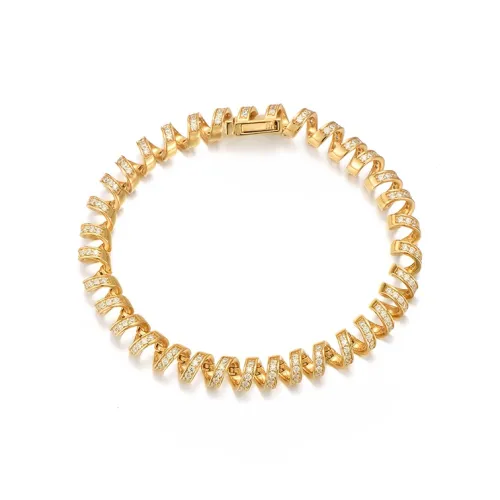 Trpopo 925 Sterling Silver Bracelet With Full Diamond Accents Women's