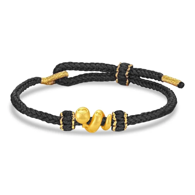 YINI Zodiac Year Coiled Snake Red String 999 Fine Silver Bracelets Unisex-5