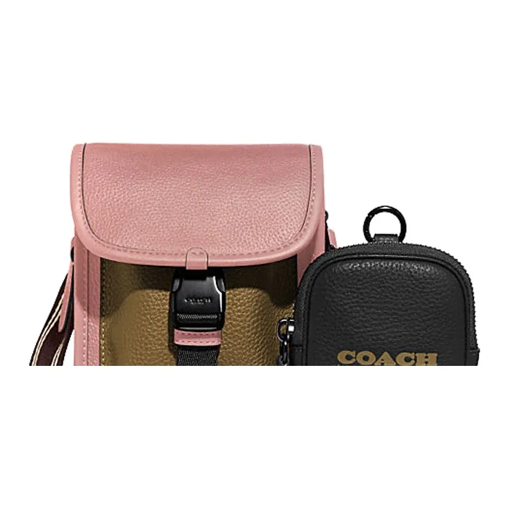 COACH Charter Pebbled Leather Shoulder Bag Crossbody Bag Mini Unisex Pink Brown Black-1