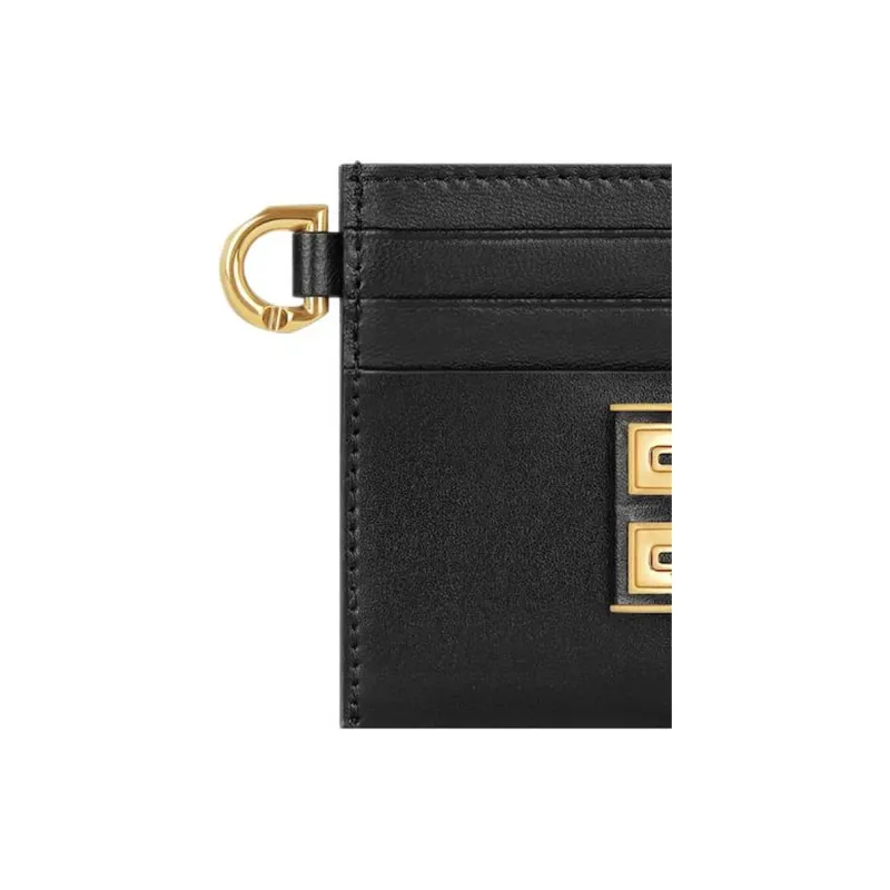 GIVENCHY 4G Calfskin Card Clip Card Holder Women's Black-3