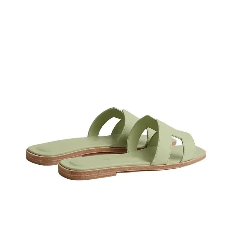 HERMES Oran Slide Slippers Women's Green-2