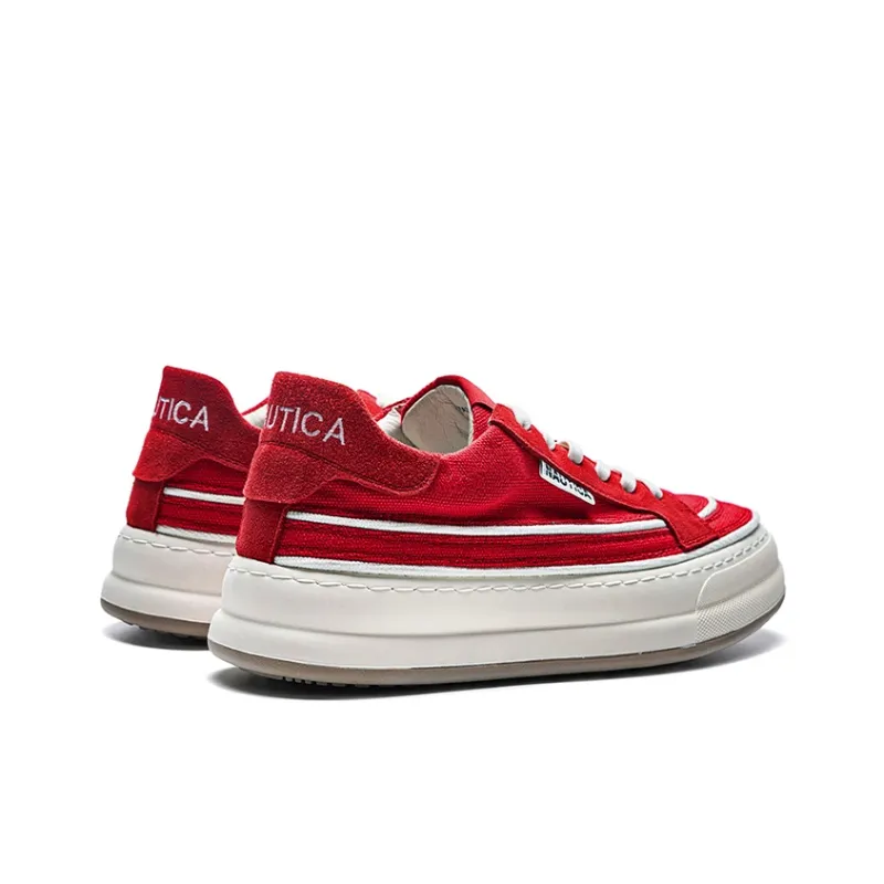 NAUTICA Coverage Anti Slip Wear Resistant Lightweight Breathable Height Increasing Low Top Skateboard Shoes Women's Red-3