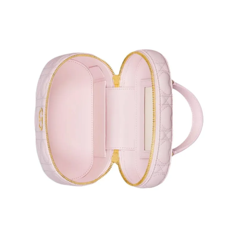 DIOR Caro Lambskin Makeup Bag, Shoulder Bag, Crossbody Bag, Handbag Mini Women's Pink-2