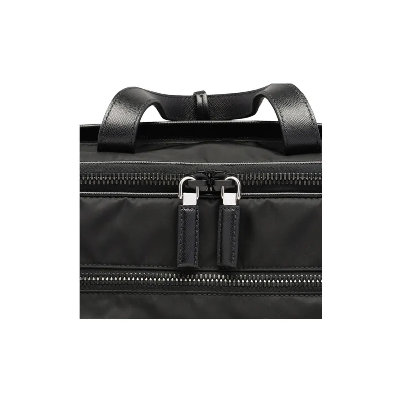 PRADA Nylon And Leather Briefcase Laptop Bag One Shoulder Handbag Crossbody Bag Men's Black-3
