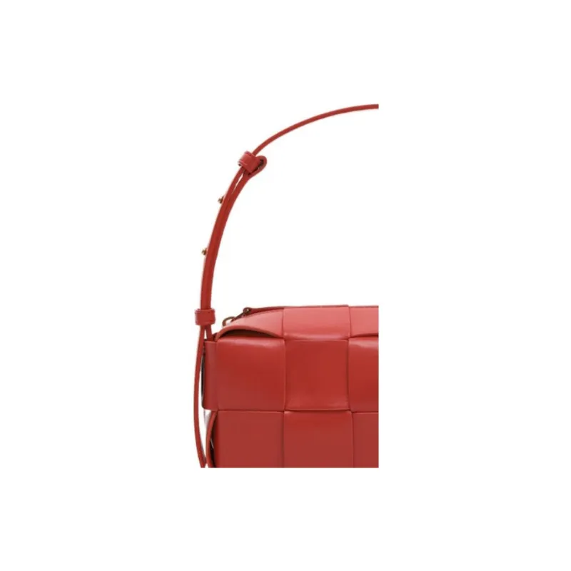 Bottega Veneta Brick Cassette Soft Sheepskin Handbag, Shoulder Bag Trumpets Women's Red-3