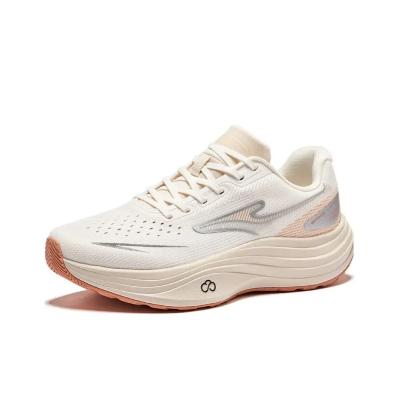 Erke Cushioned Wear Resistant Breathable Low Top Casual Running Shoes Women's Beige Gray-1