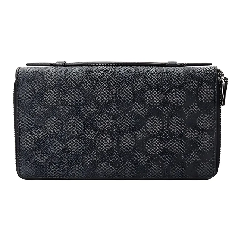 COACH Canvas With Leather Clutch Coin Purse Wallet Men's Black-2