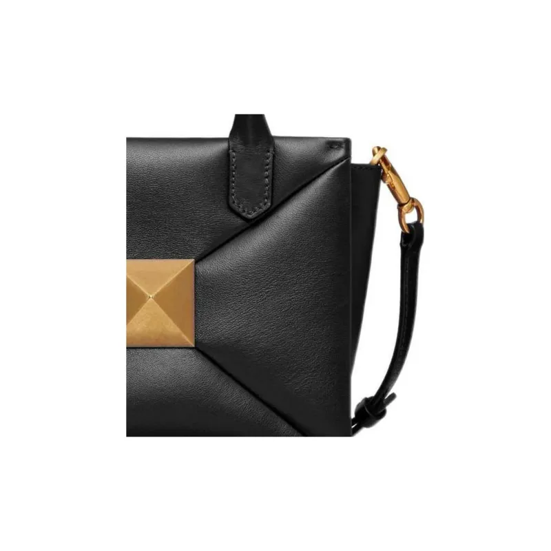 Valentino One Stud Leather Shoulder Bag Crossbody Bag Handbag Women's Midnight Black-4