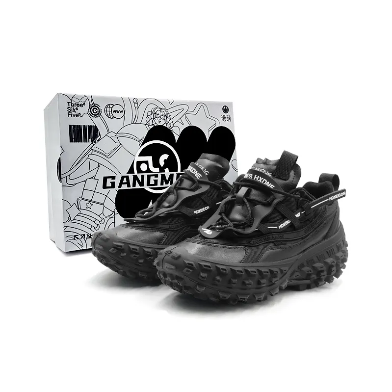 Hong Kong Meng Chunky Sneakers Unisex Low Top Black-0