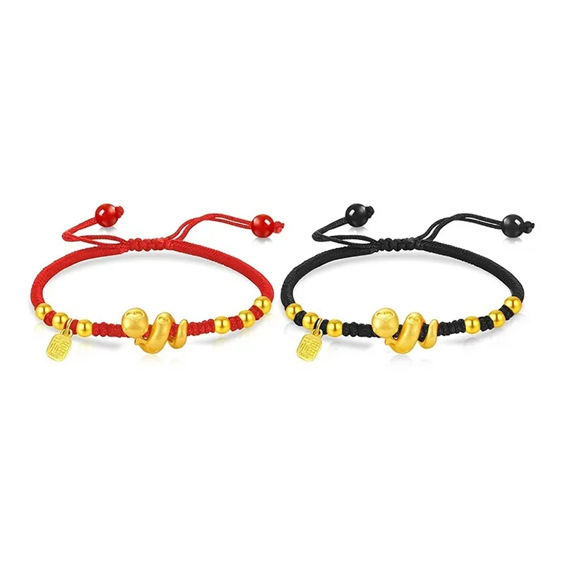ZHIAIYONGHENG Festive Red Red Fire Wealth Rolling Snake Solid Gold Fixed Price Gold Bracelet Unisex-7