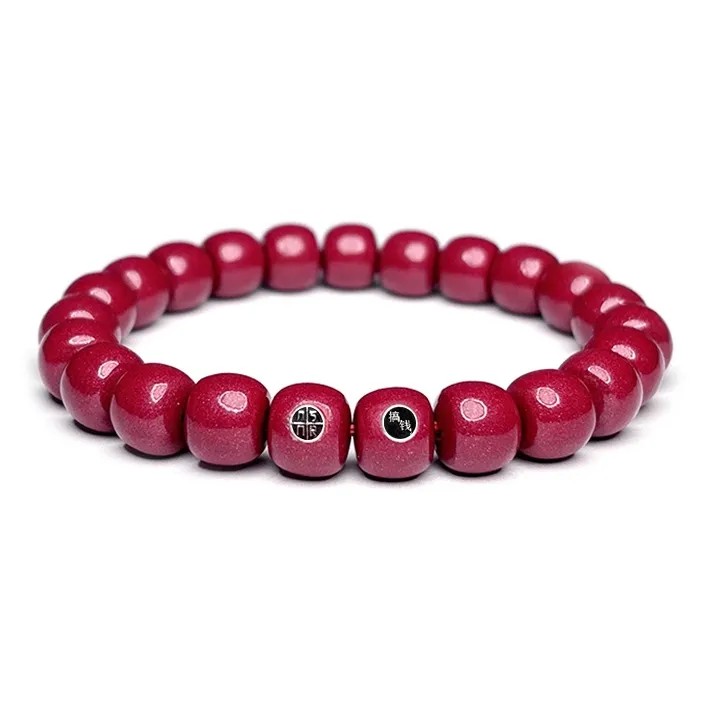 MOUNTAINS AND MANS Cinnabar New Chinese Style Good Luck Beaded Bracelet Unisex-6
