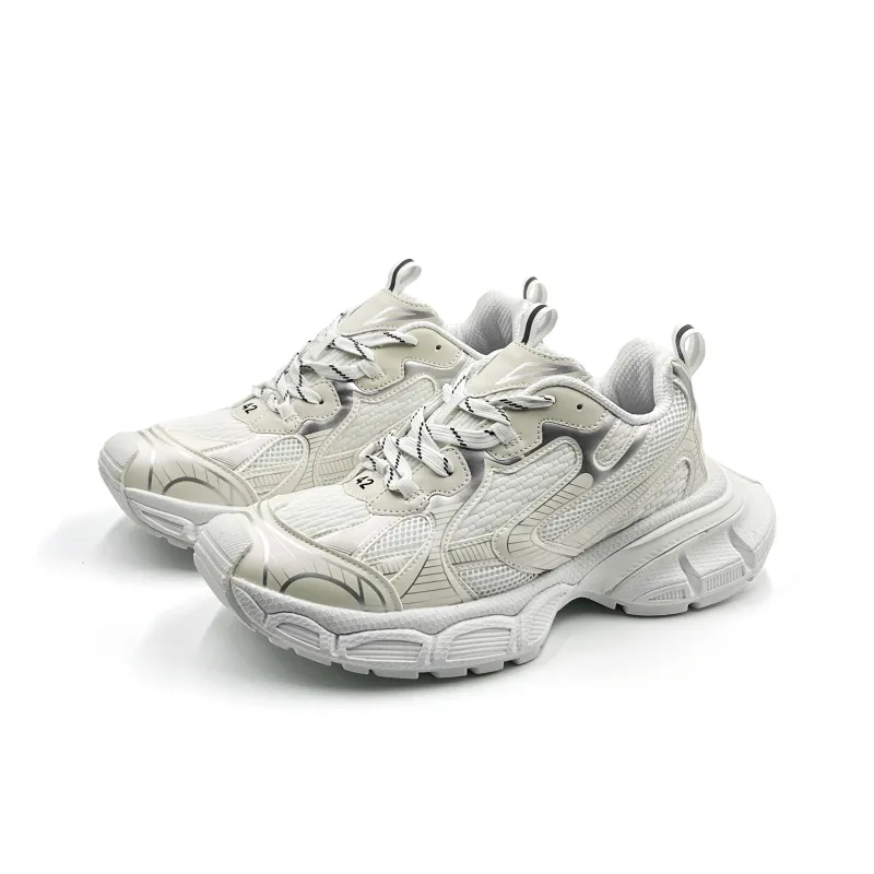 Hong Kong Meng Anti Slip And Wear Resistant Height Increasing Low Top Chunky Sneakers Unisex White-3