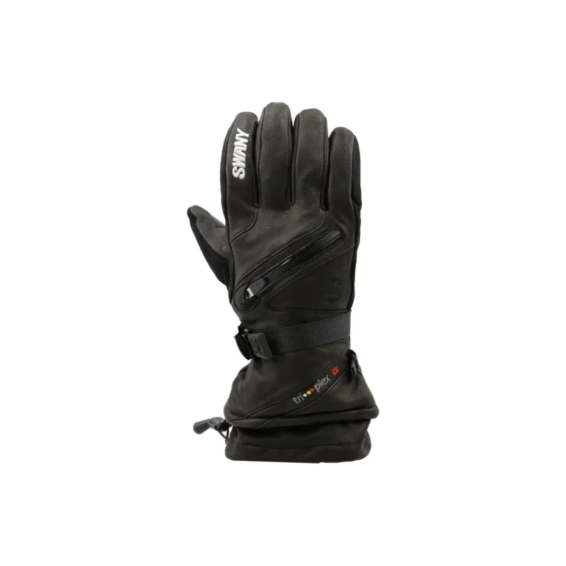 SWANY Leather Polymer Synthetic Leather Sports Gloves Unisex Black-0