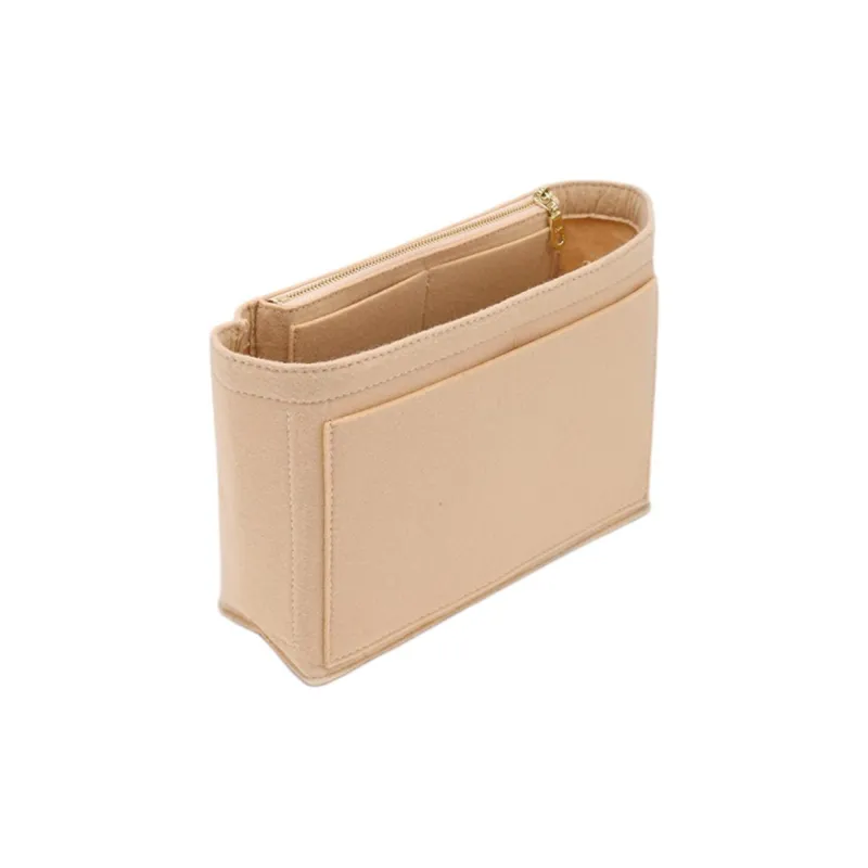 Ingenuity Handmade Felt Artificial Leather Interior Pocket Storage Accessories Bag Strap Women's Beige/Brown-1