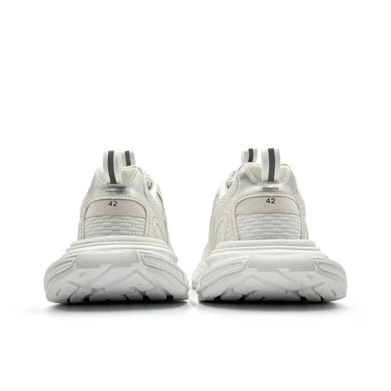 Hong Kong Meng Anti Slip And Wear Resistant Height Increasing Low Top Chunky Sneakers Unisex White-5