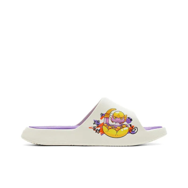 PEAK Extreme National Creativity Slip Resistant Abrasion Resistant Cushioning Slide Slippers Women's White Purple-1