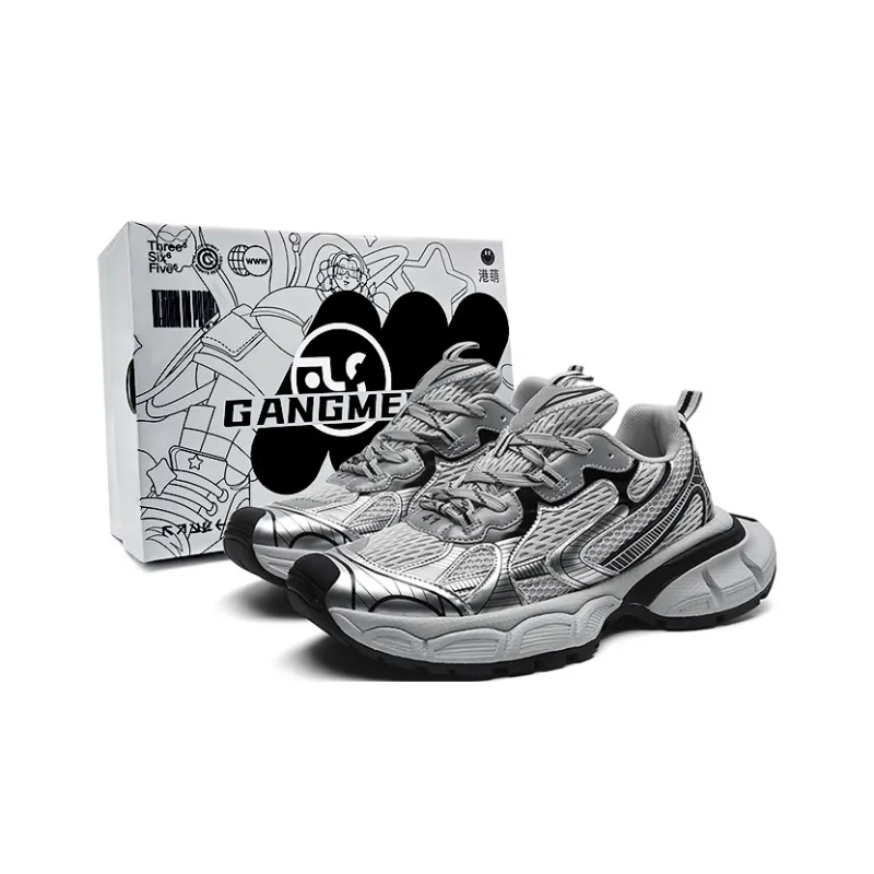 Hong Kong Meng Anti-Slip And Wear-Resistant Height Increasing Low-Top Chunky Sneakers Unisex Silver-0