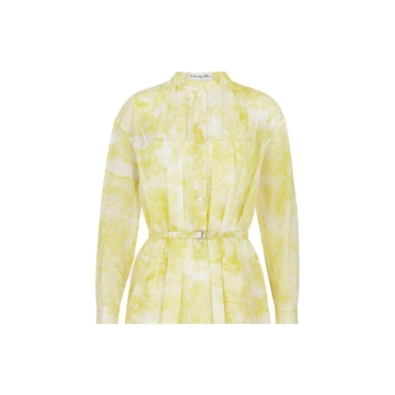 DIOR Dioriviera Collection SS24 Long Sleeved Dress Women's Lemon Yellow-2