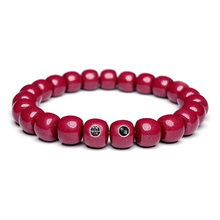 MOUNTAINS AND MANS Cinnabar New Chinese Style Good Luck Beaded Bracelet Unisex-7