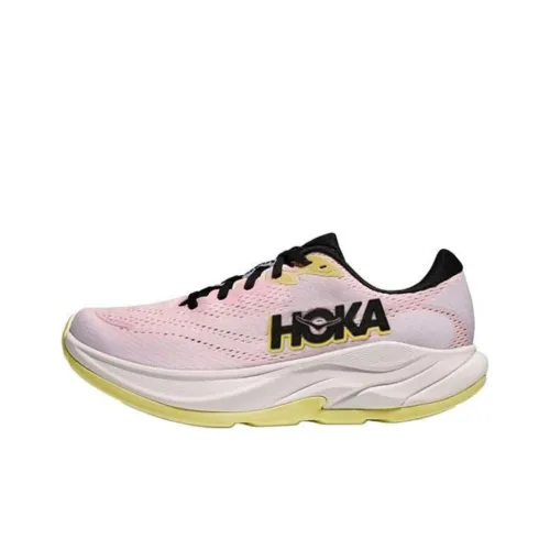 HOKA ONE ONE RINCON 4 Anti Slip Wear Resistant Low Top Running Shoes Women's Pink Yellow