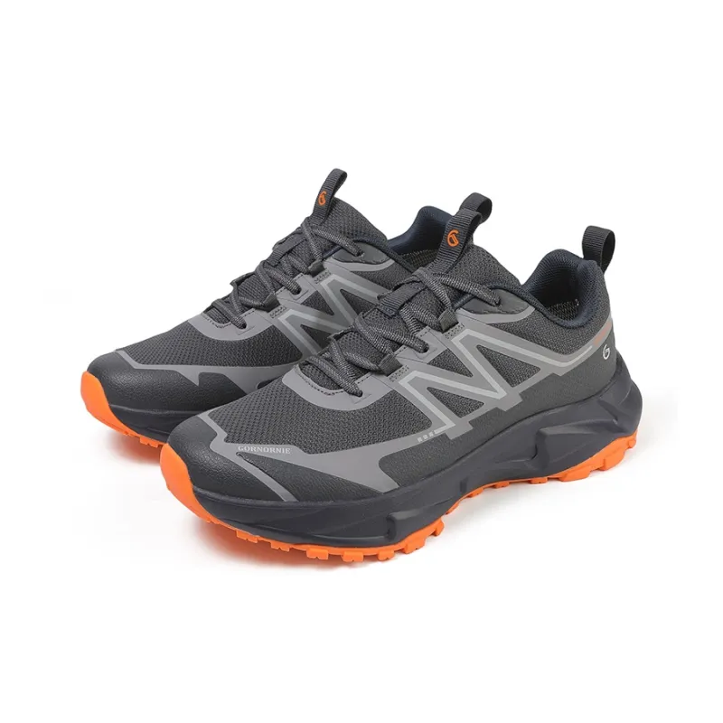 GORNORNIE Shock Absorbers With Slip Resistant And Abrasion Resistant Properties Low Top Outdoor Shoes Men's Gray Orange-2