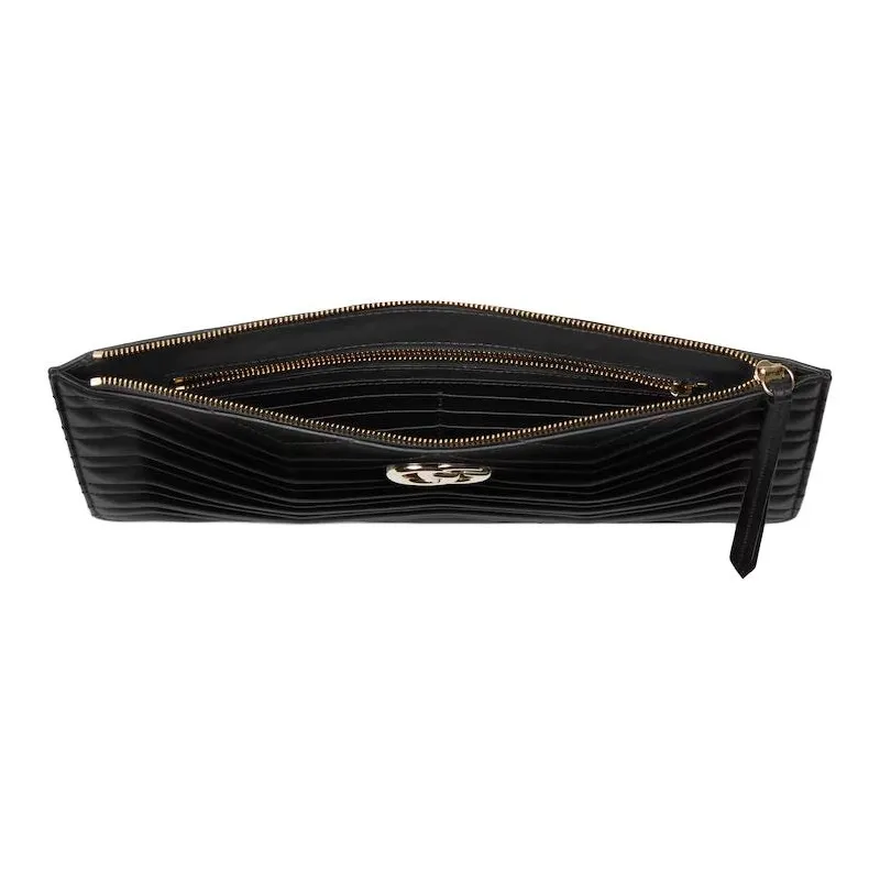 GUCCI GG Marmont Leather Clutch Large Size Women's Black-4