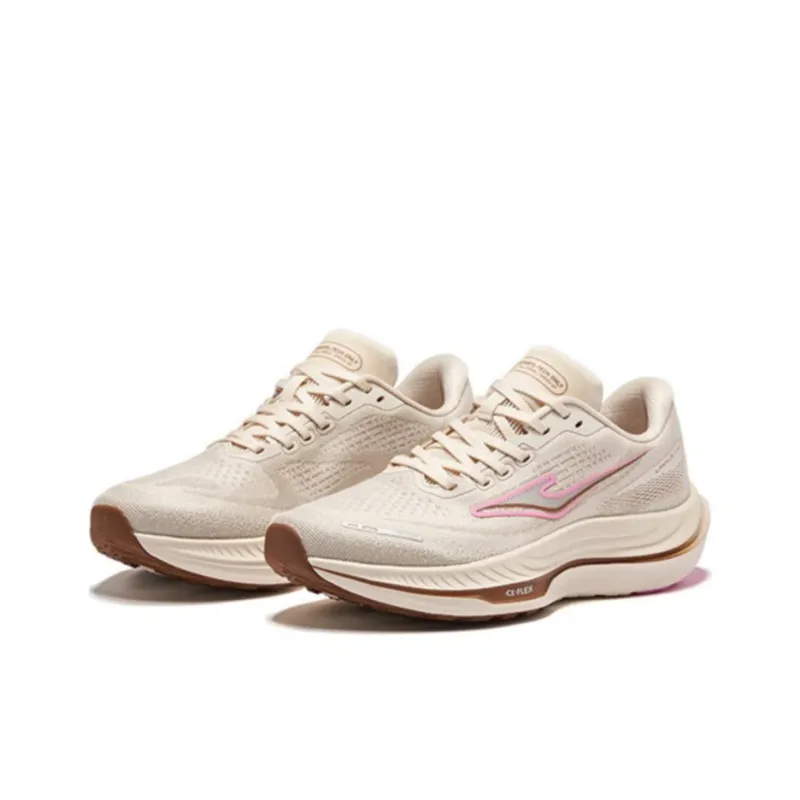 Erke Cushioned Slip-Resistant Breathable Low-Top Casual Running Shoes Women's Egg Cream Gray-1