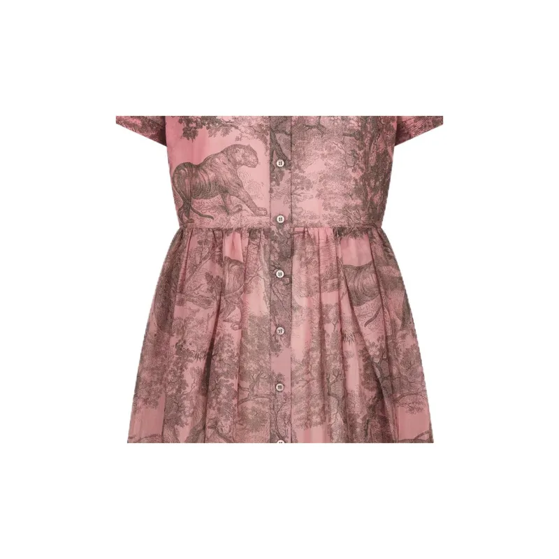 DIOR Short Sleeved Dress Women's Pink-4