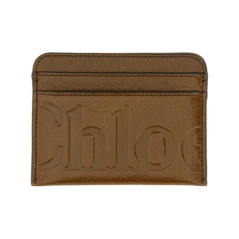 Chloe Leather Card Holder Women's Brown-0