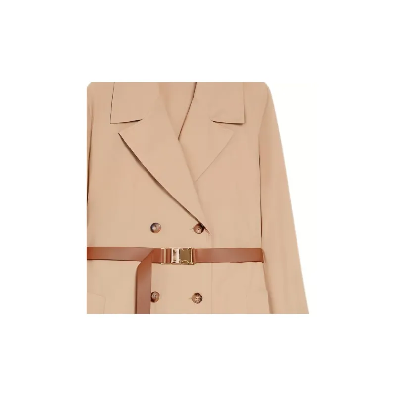 MaxMara Studio Noveli Collection Poplin Shirt Dress Long Sleeved Dresses Women's Khaki-4