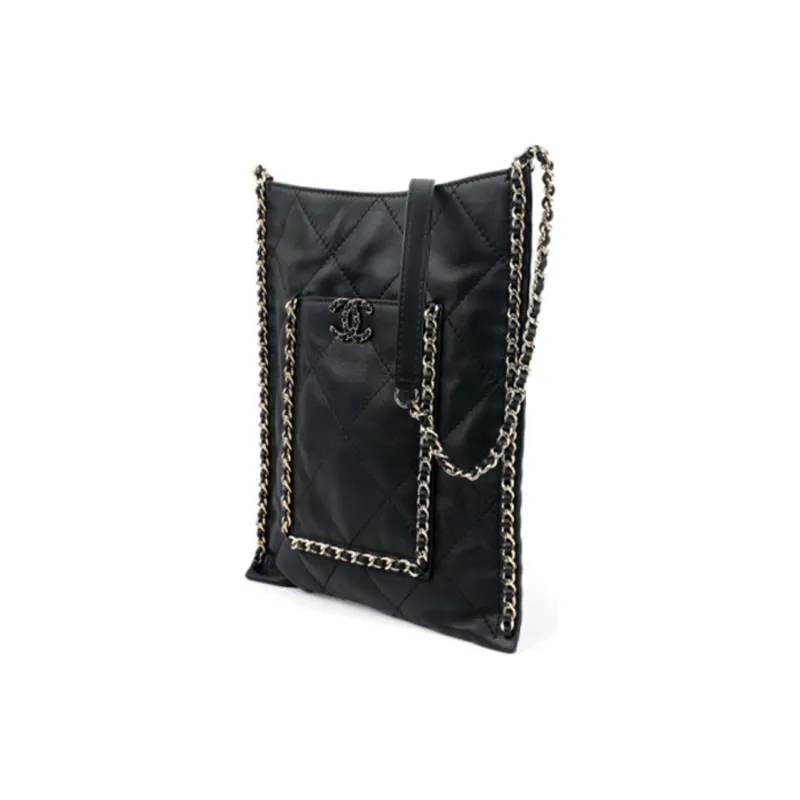 CHANEL Cow Leather Tote Bag, Shopping Bag, Tote Bag, Hippie Bag, Shoulder Bag, Crossbody Bag Trumpets Women's Black-1