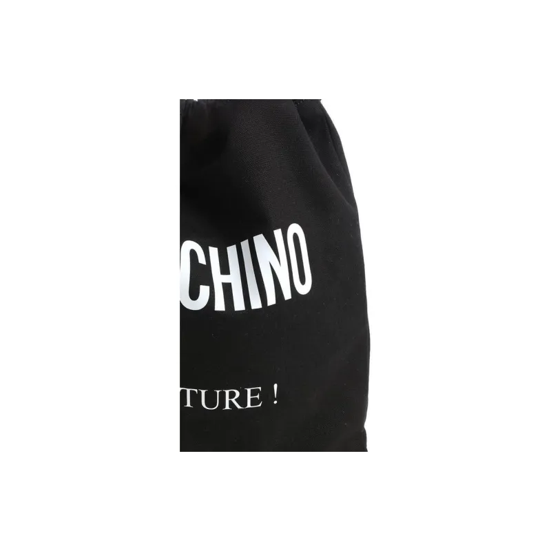 MOSCHINO Textile Fiber With Calfskin Backpack Men's Black-4