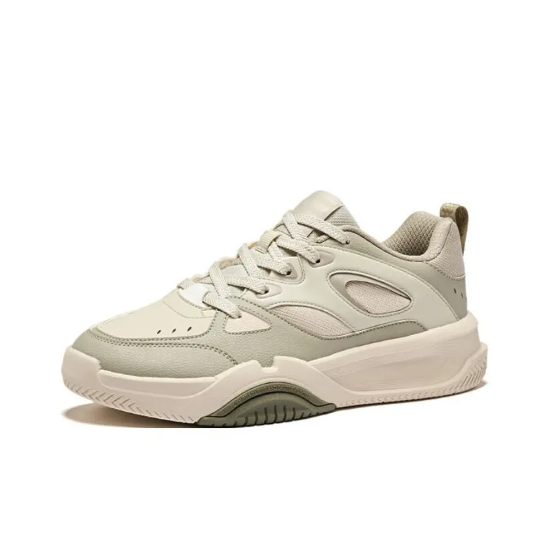 Erke Wear Resistant Slip Resistant Cushioning Low Top Skateboard Shoes Men's Green Beige-1