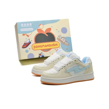 Anime Story Coverage Warm Anti Slip And Wear Resistant Low Top Skateboard Shoes Unisex Cream Blue