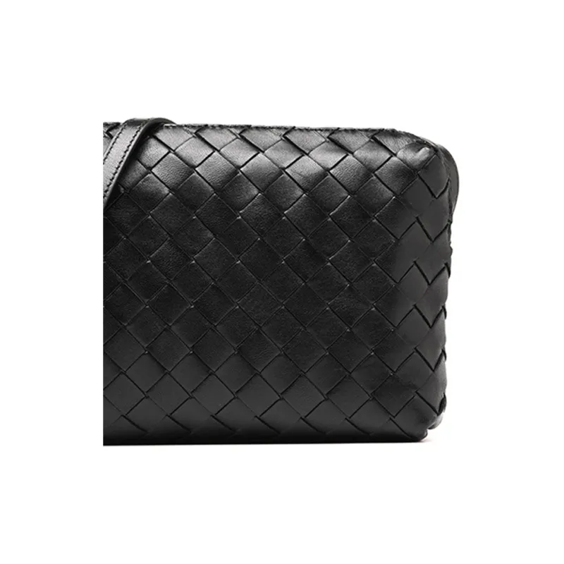 Bottega Veneta Sheepskin One Shoulder Crossbody Clutch Women's Black-4