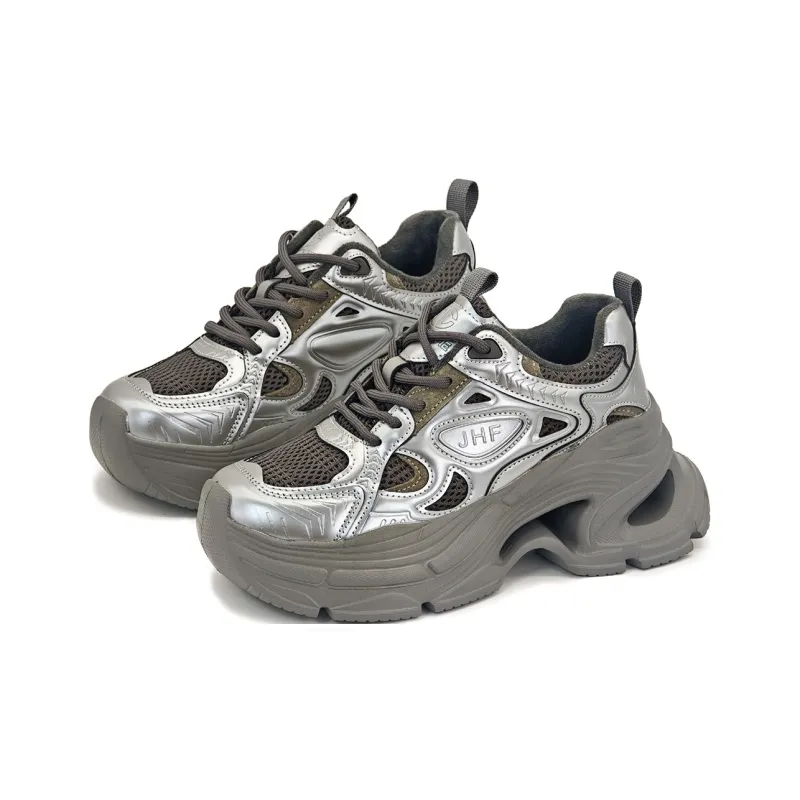 JEHURFIE Breathable Moisture Wicking Lightweight Height Increasing Low Top Chunky Sneakers Women's-12