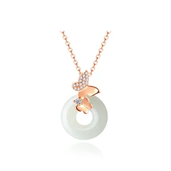 SHENGYALUO Hetian Jade Necklaces Pale Greenish White Jade Women's