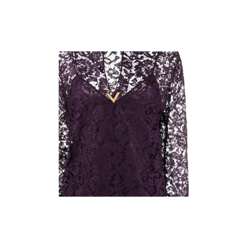 Valentino Long-Sleeved Dresses Women's Purple-4