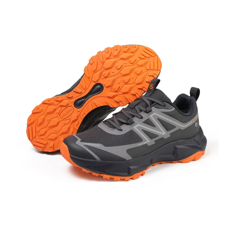 GORNORNIE Shock Absorbers With Slip Resistant And Abrasion Resistant Properties Low Top Outdoor Shoes Men's Gray Orange-5