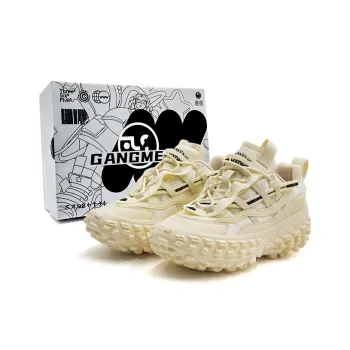 Hong Kong Meng Chunky Sneakers Unisex Low Top Beige