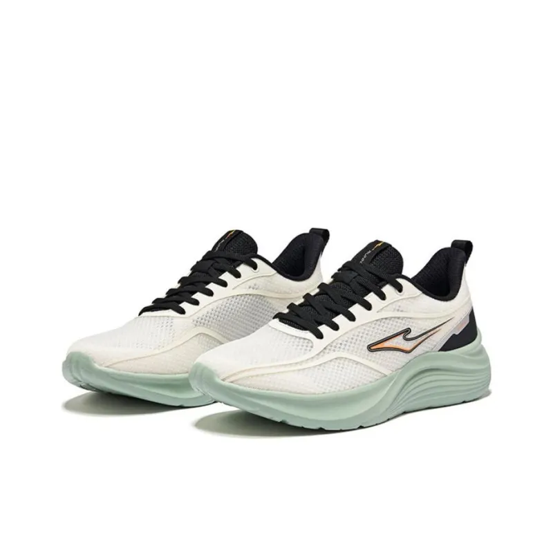 Erke Meteor Slip Resistant Cushioning Coverage Low Top Casual Running Shoes Men's White Black Green-2
