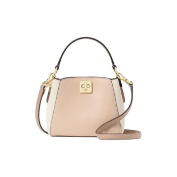 Kate Spade Cow Split Leather One Shoulder Handbags Medium Size Women's Hazelnut & White