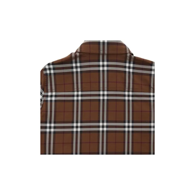 Burberry Button Down Check Shirt Brown-5
