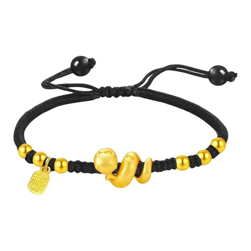 ZHIAIYONGHENG Festive Red Red Fire Wealth Rolling Snake Solid Gold Fixed Price Gold Bracelet Unisex-4