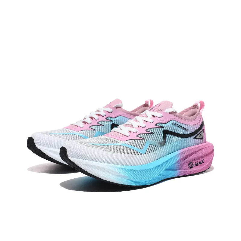 CALOMAX Low Top Carbon Plate Casual Marathon Training Long Distance Running Sprint Running Shoes Unisex Blue Pink-1