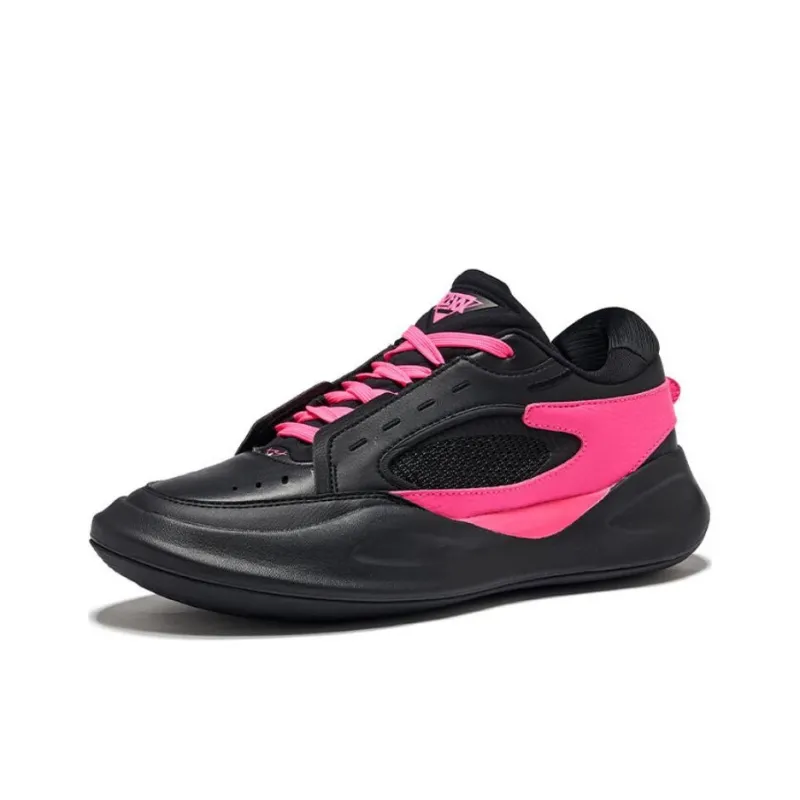 Erke No Double 3ma Anti Slip And Wear Resistant Height Increasing Low Top Skateboard Shoes Men's Black Pink-1