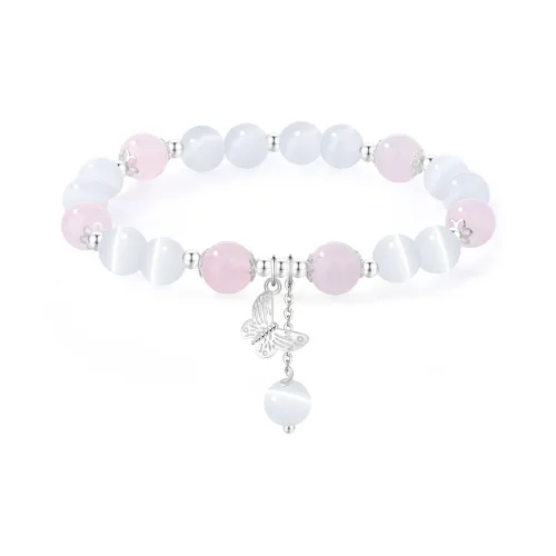 OWNCOOL Glass Cat Eye S925 Silver Beaded Bracelet Box Women's