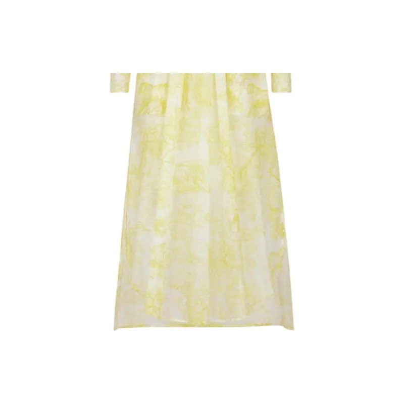 DIOR Dioriviera Collection SS24 Long Sleeved Dress Women's Lemon Yellow-3
