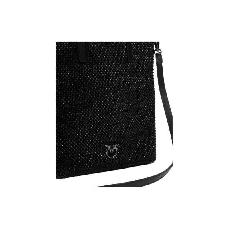 PINKO Nylon Tote Bag, Shopping Bag, Shoulder Bag, Crossbody Bag, Handbag Trumpets Women's Black-3